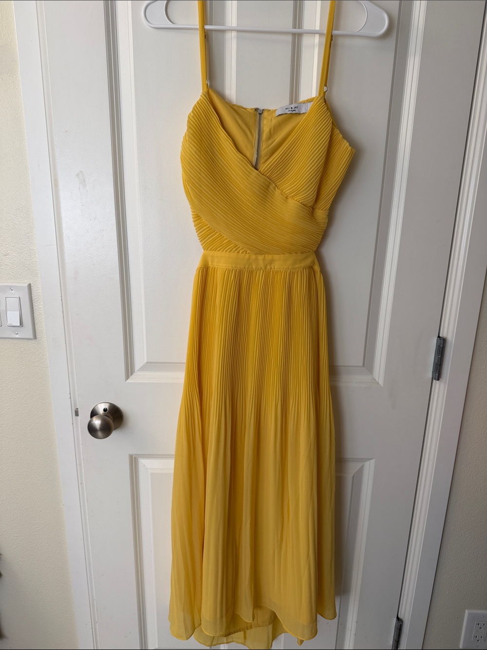 ALI & JAY Bright Yellow Pleated Maxi Dress